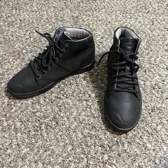 Keen Mens Shoe Glenhaven Size 9.5 Sneaker Mid Top Black Nubuck Suede Casual - Picture 2 of 10